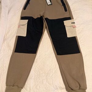Snipes Tan and Black Cargo Joggers